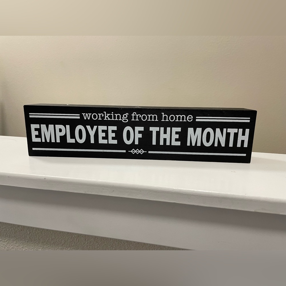 Working From Home Themed Wooden Boxed Employee of the Month decor